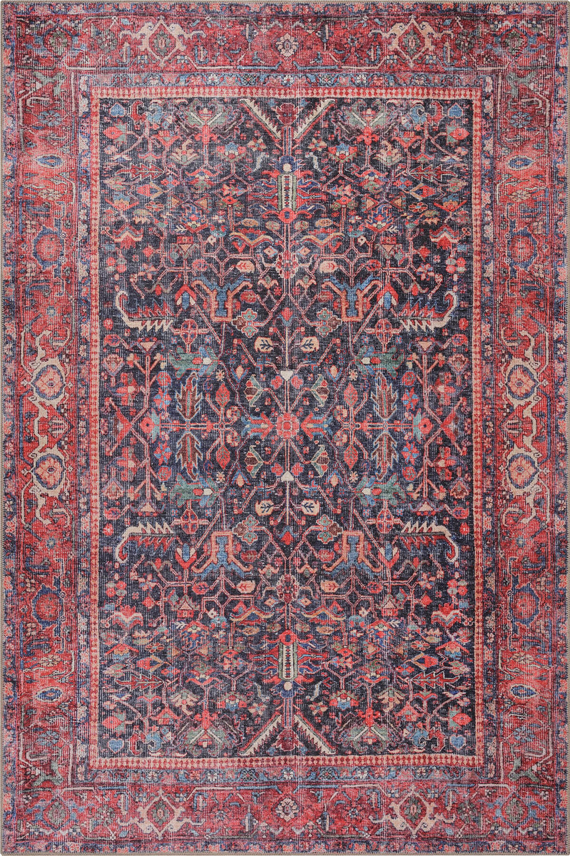 Luna Oriental Floral Red and Blue Rug