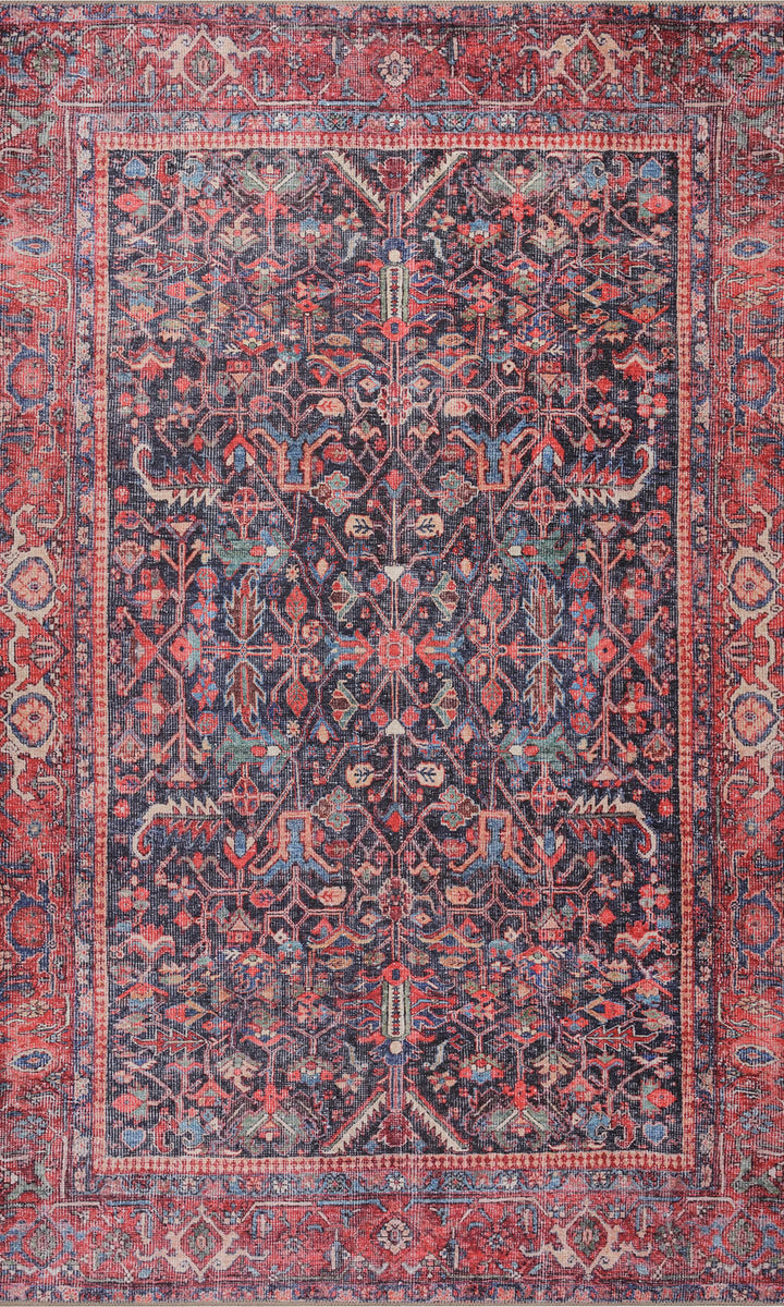 Luna Oriental Floral Red and Blue Rug