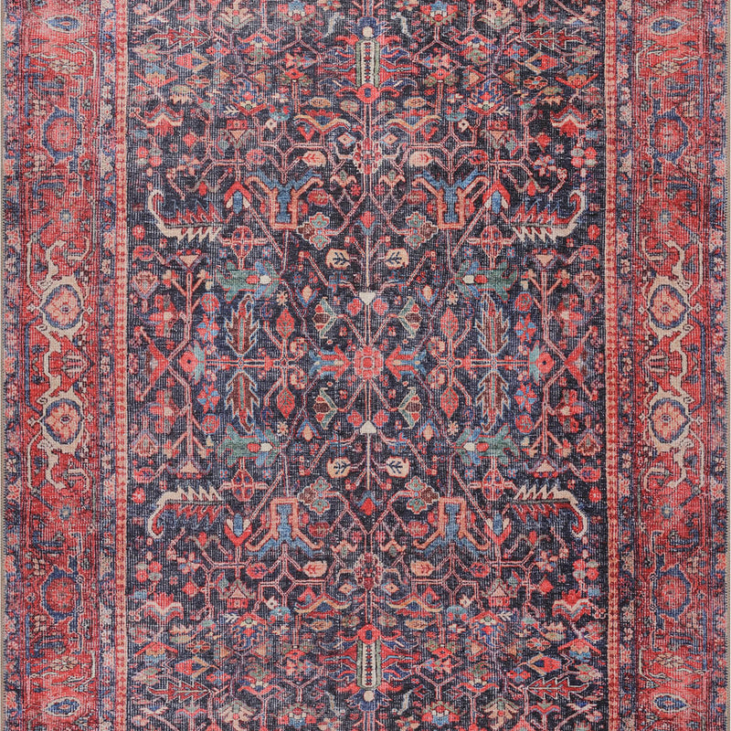 Luna Oriental Floral Red and Blue Rug