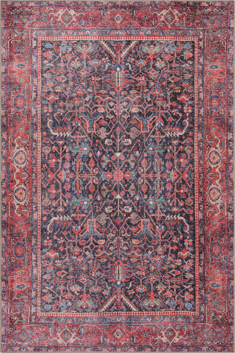 Luna Oriental Floral Red and Blue Rug