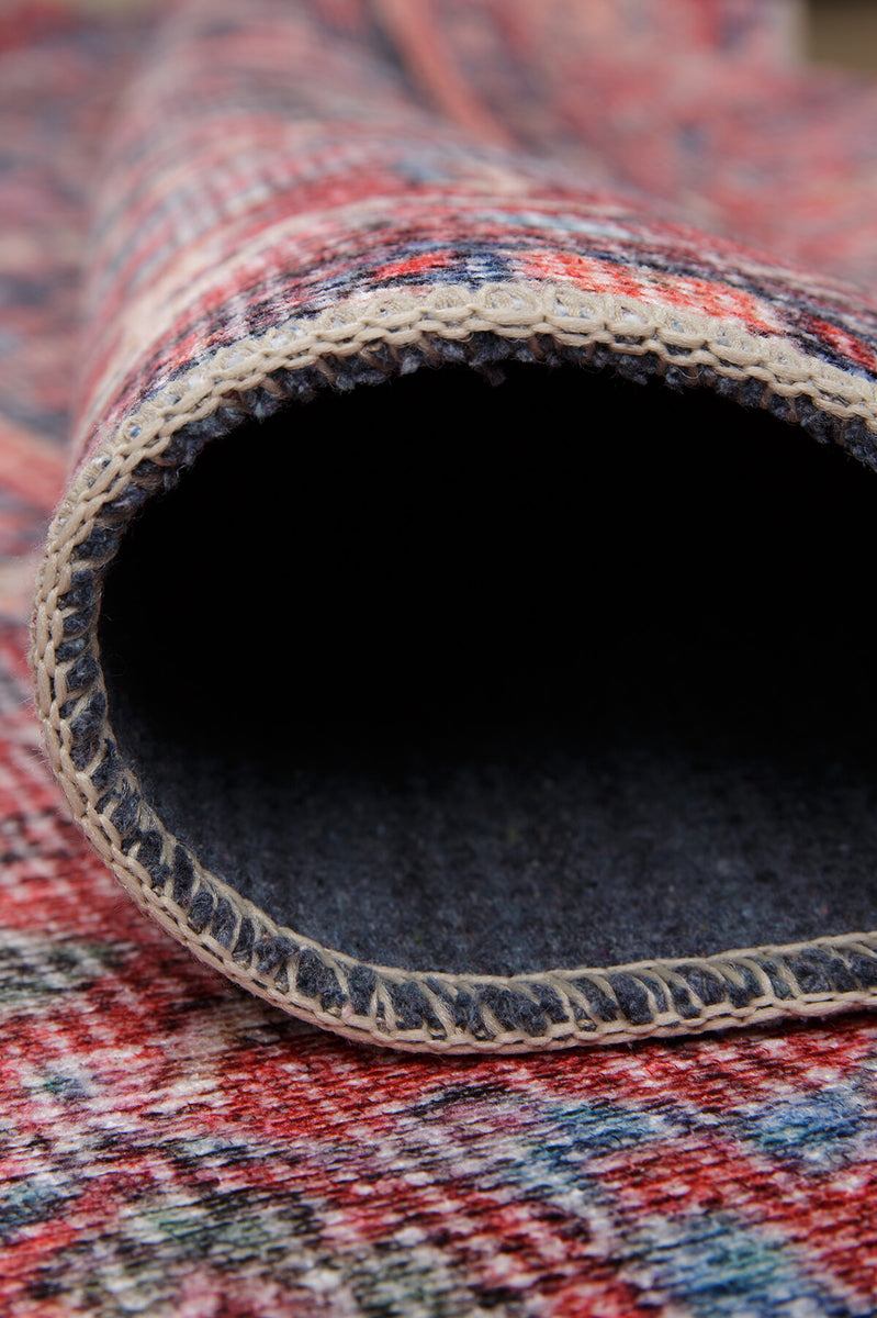 Luna Oriental Floral Red and Blue Rug