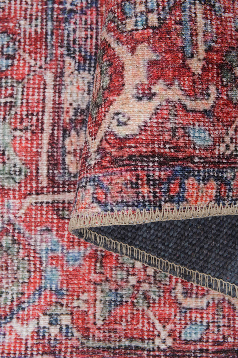 Luna Oriental Floral Red and Blue Rug