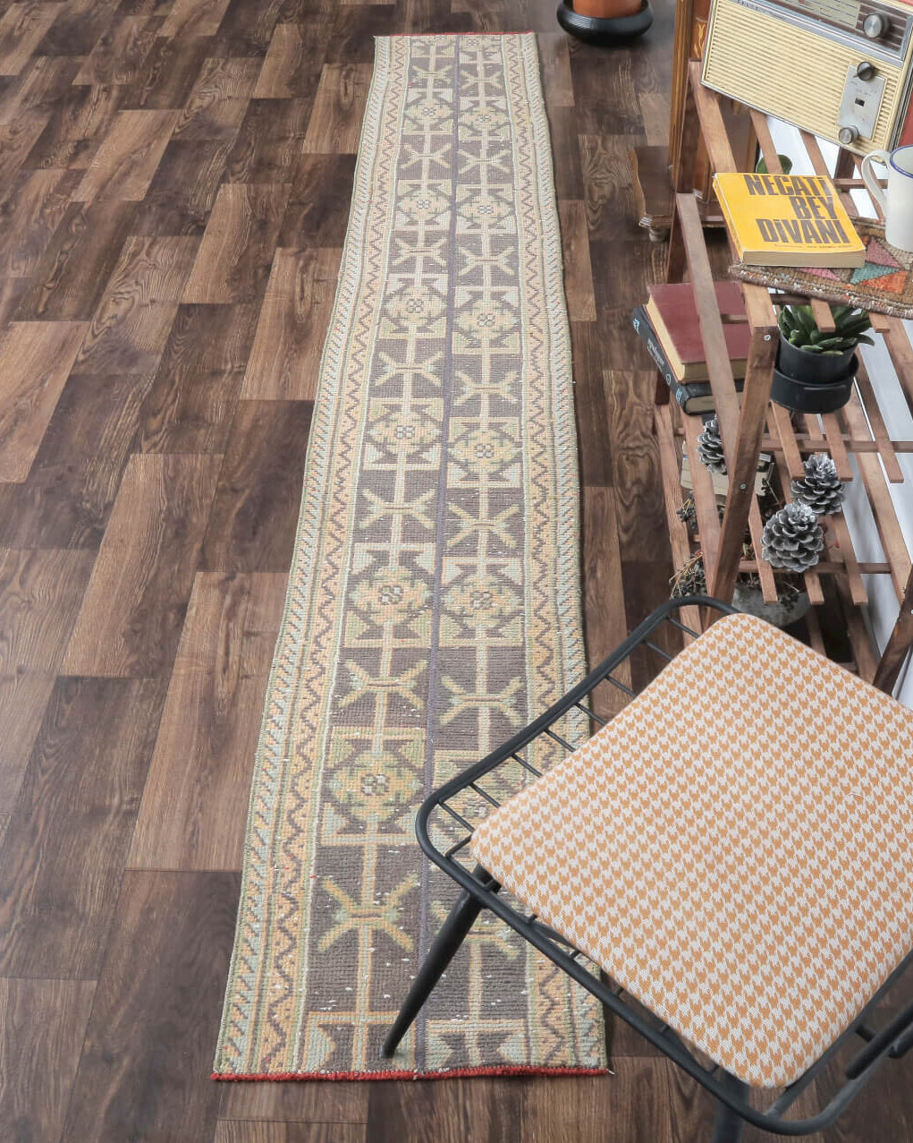 One-of-a-kind 1970s Anatolian vintage patchwork runner rug in wool, 1'7" x 9'11"