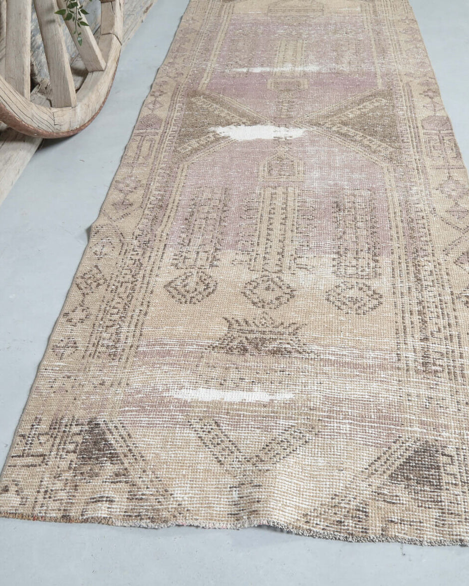 Handmade wool runner from Anatolia, Turkey – Anatolian Runner Rug 3' x – view 44