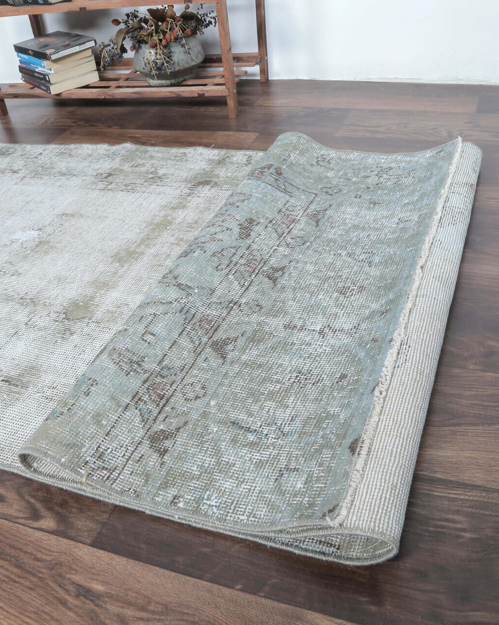 Authentic Anatolian antique washed vintage runner rug (1960s) with tribal design – one-of-a-kind at Fame Rugs