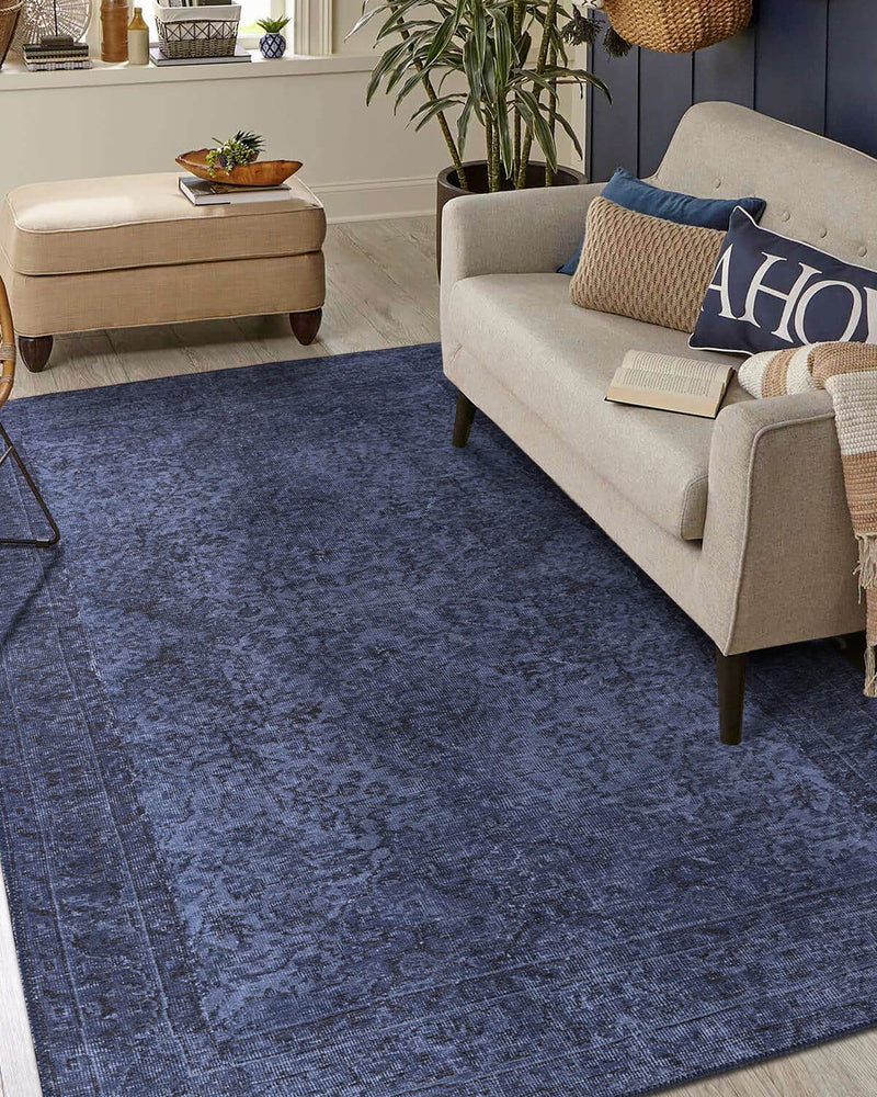 Folk Antique Pattern Blue Decorative Rug