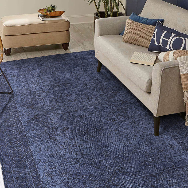 Folk Antique Pattern Blue Decorative Rug