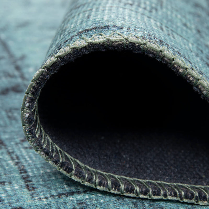 Folk Antique Pattern Turquoise Decorative Rug