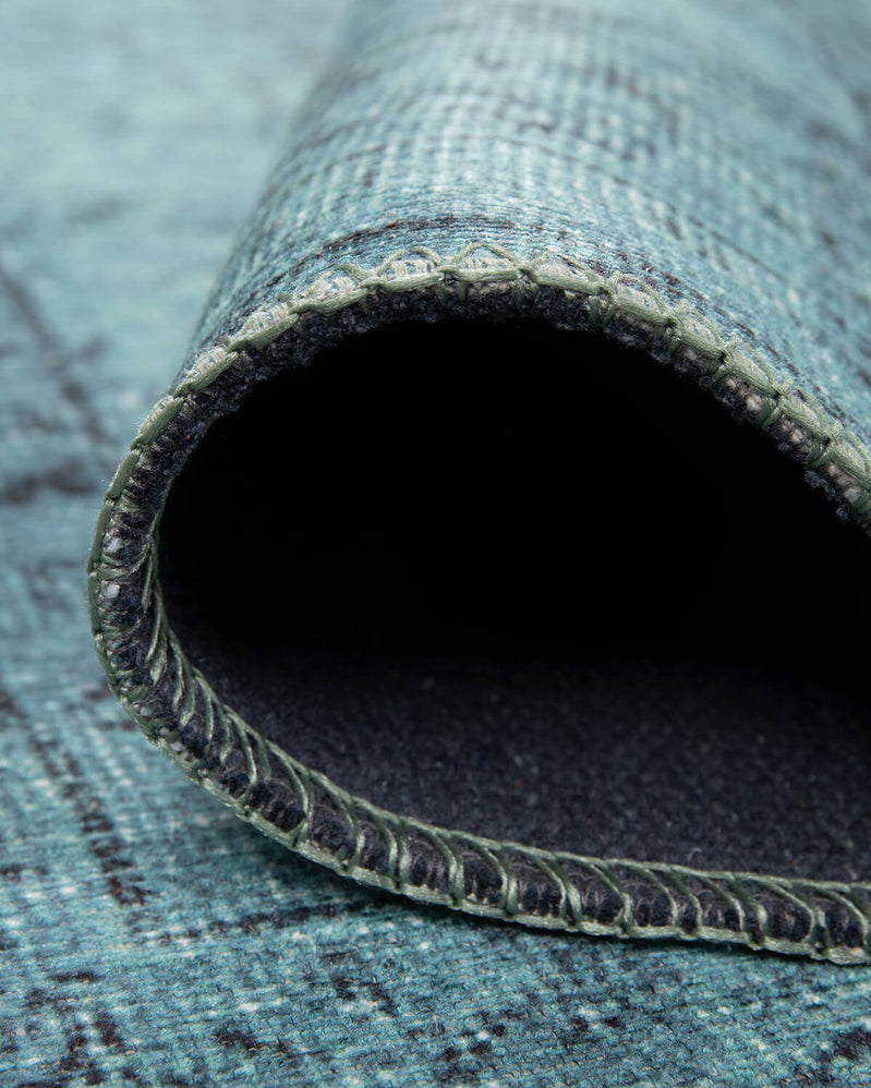 Folk Antique Pattern Turquoise Decorative Rug