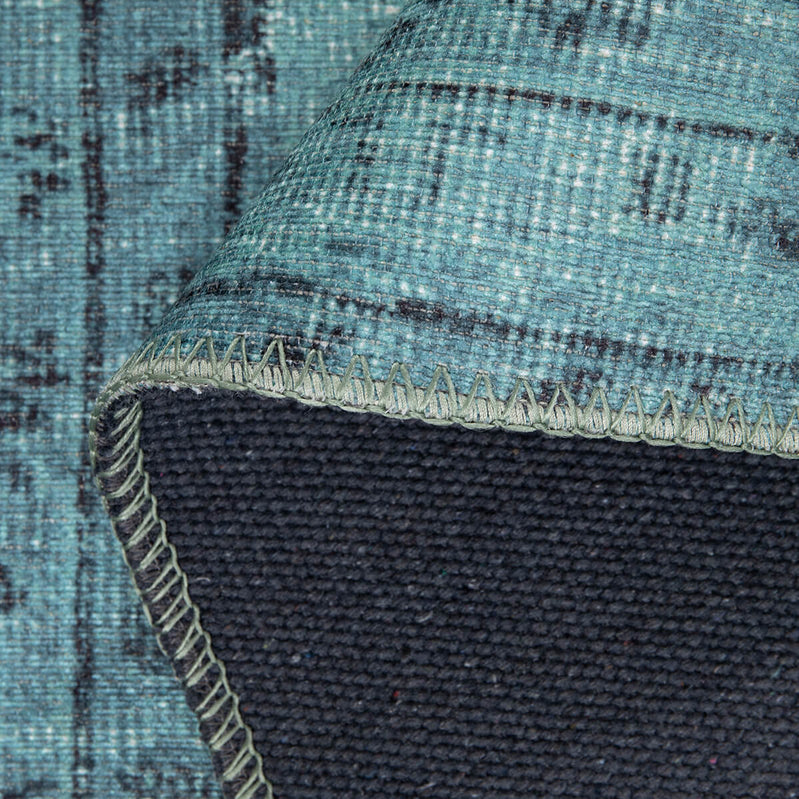 Folk Antique Pattern Turquoise Decorative Rug