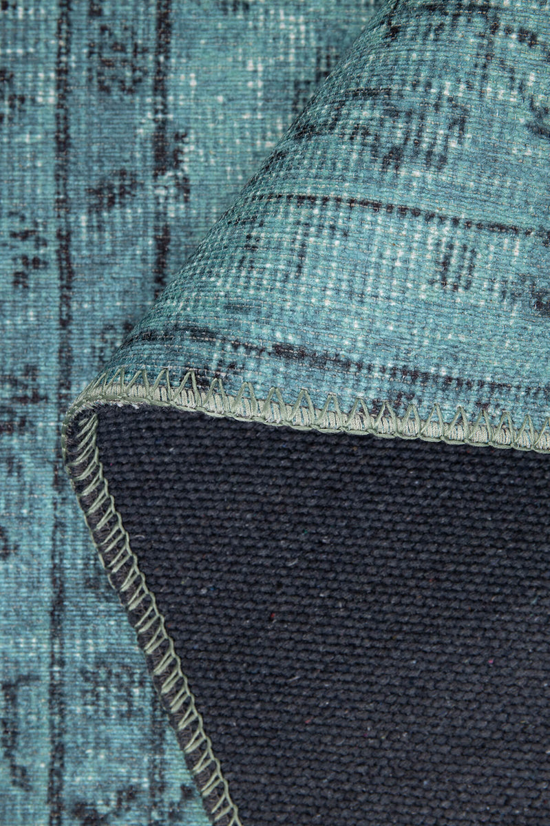 Folk Antique Pattern Turquoise Decorative Rug