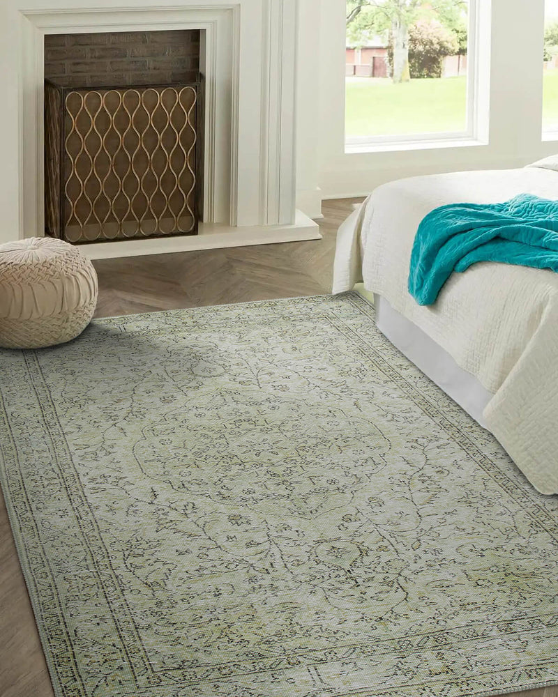 Sylvanie Green Boho Turkish Vintage Rug