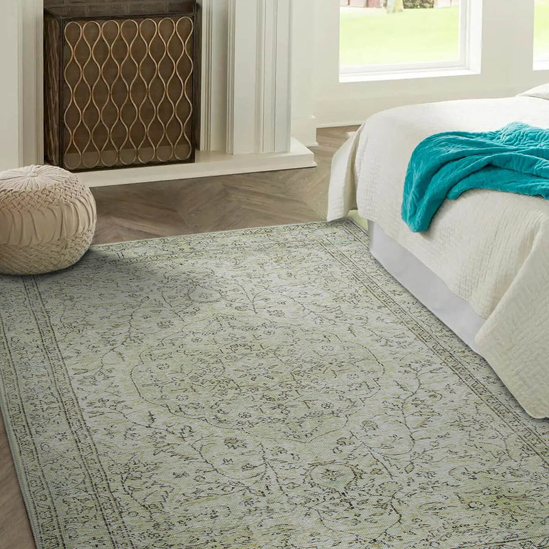 Sylvanie Green Boho Turkish Vintage Rug