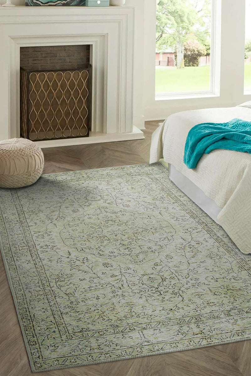 Sylvanie Green Boho Turkish Vintage Rug