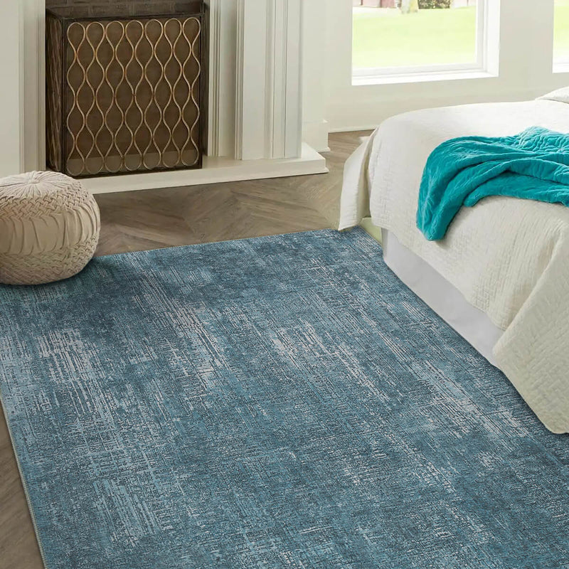 Claudine Teal Blue Eclectic Turkish Vintage Rug