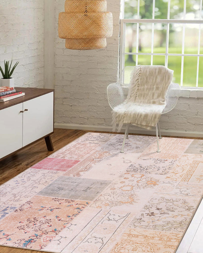 Clementine Boho Beige Turkish Patchwork Rug