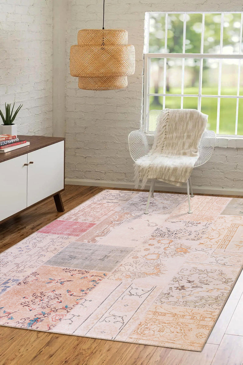 Clementine Boho Beige Turkish Patchwork Rug