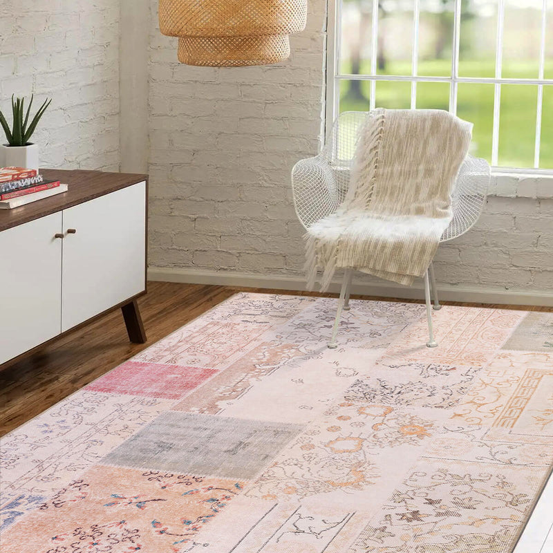 Clementine Boho Beige Turkish Patchwork Rug