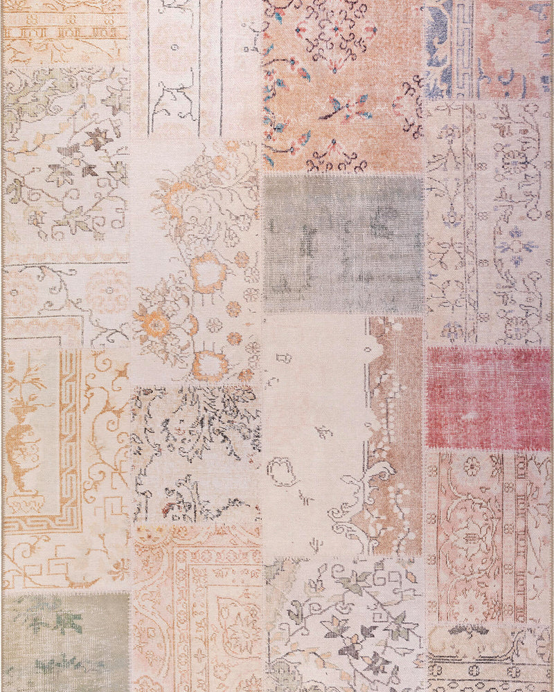 Clementine Boho Beige Turkish Patchwork Rug
