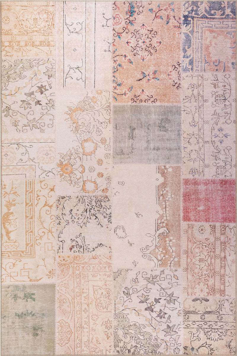 Clementine Boho Beige Turkish Patchwork Rug