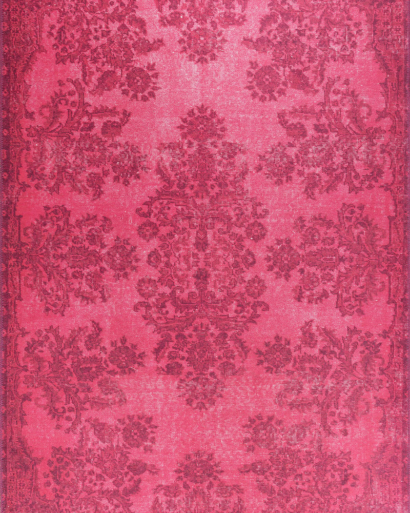 Folk Vintage Patterned Oriental Flowers Pink Rug