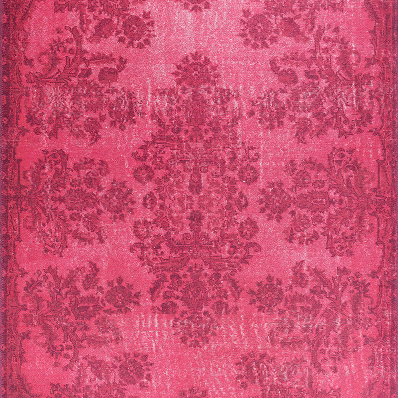 Folk Vintage Patterned Oriental Flowers Pink Rug