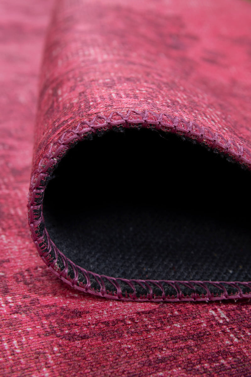 Folk Vintage Patterned Oriental Flowers Pink Rug