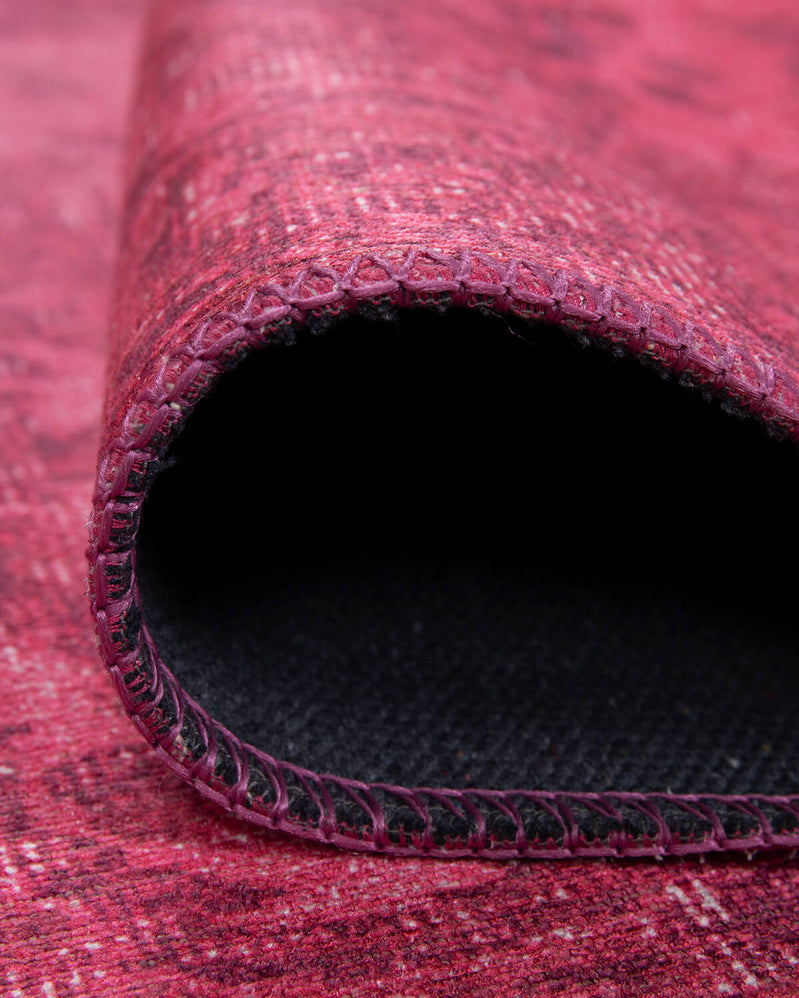 Folk Vintage Patterned Oriental Flowers Pink Rug