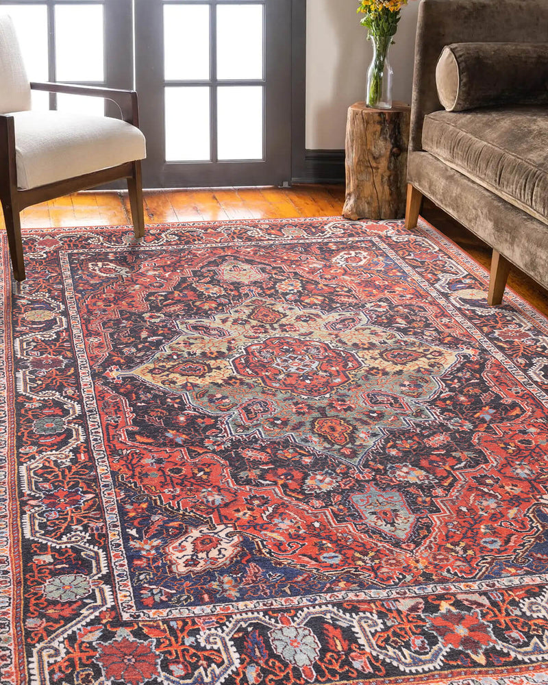 Oriental Floral Medallion Red Rug