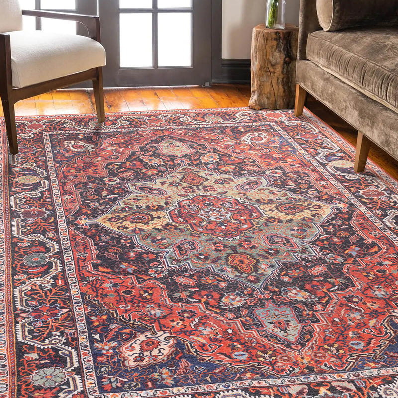 Oriental Floral Medallion Red Rug