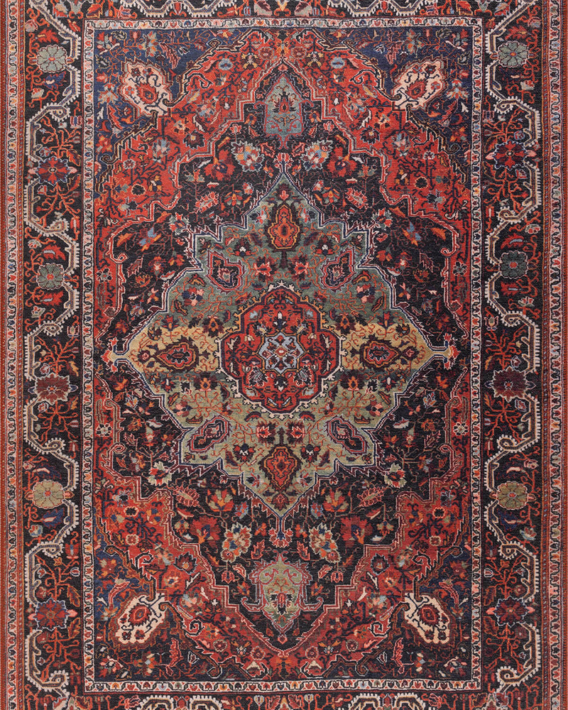 Oriental Floral Medallion Red Rug