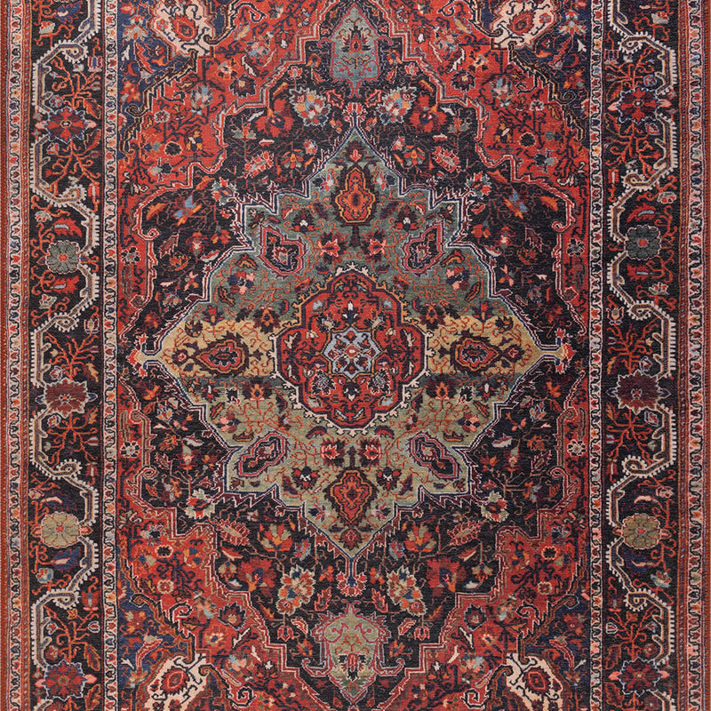 Oriental Floral Medallion Red Rug