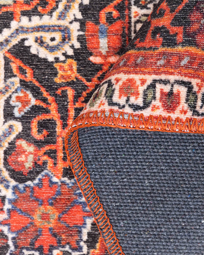 Oriental Floral Medallion Red Rug