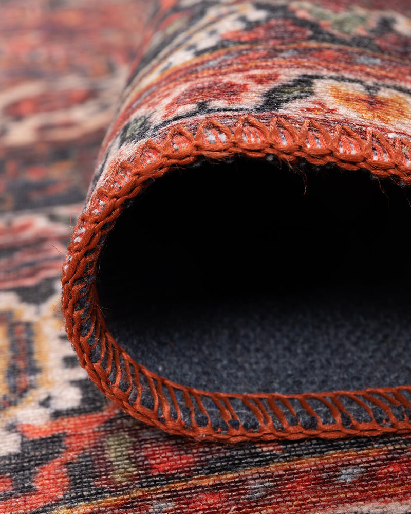 Oriental Floral Medallion Red Rug