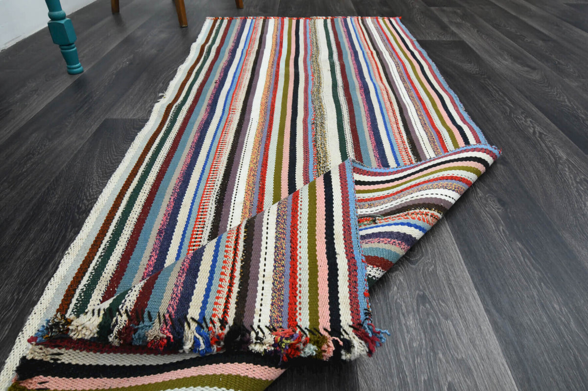 Hand-crafted Anatolian vintage kilim runner Xanthomede in wool, 1960s