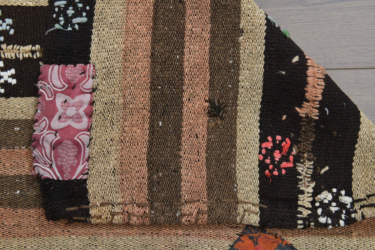 Vahide kilim: 1960s handwoven flatweave Anatolian kilim with oriental motifs