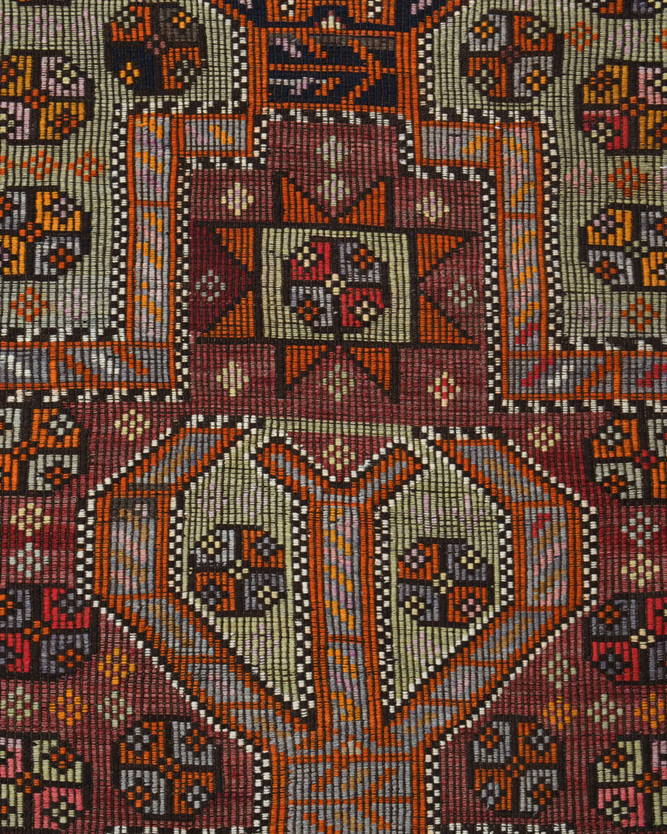 Hand-crafted Anatolian vintage kilim Superver in wool, 1960s