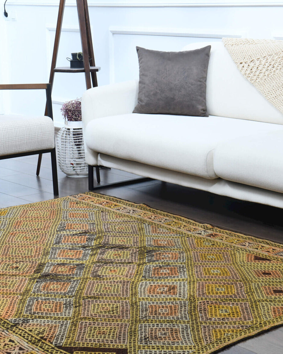 159x203 cm vintage Anatolian kilim rug – Siderokleia, flatweave, wool