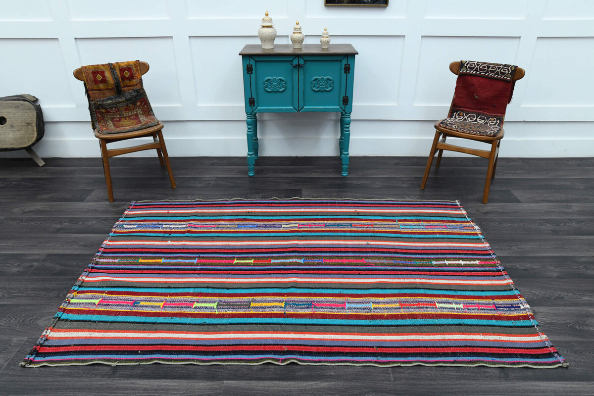 One-of-a-kind 1960s Anatolian vintage kilim rug in wool, 4'6" x 7'2"