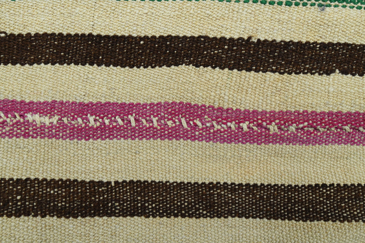 Authentic Anatolian vintage kilim rug (1960s) with striped design – one-of-a-kind at Fame Rugs