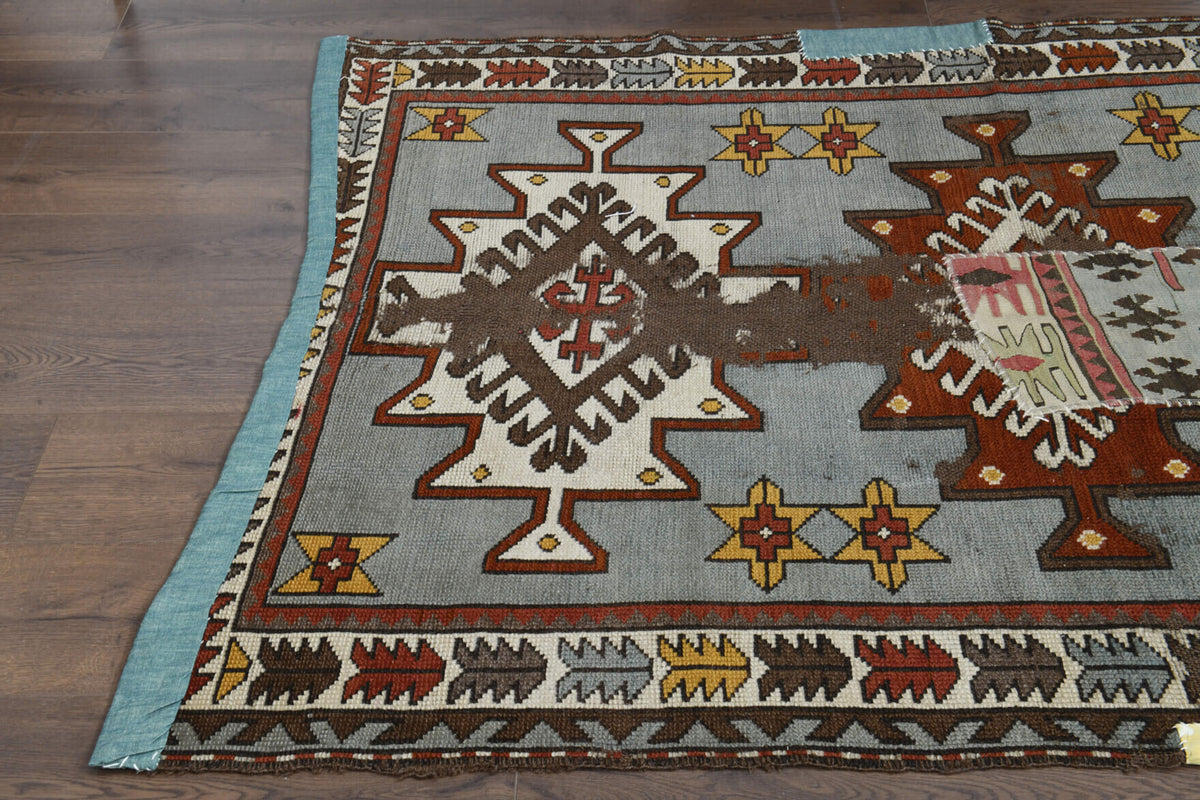Authentic Anatolian vintage patchwork area rug (1970s) with abstract design – one-of-a-kind at Fame Rugs