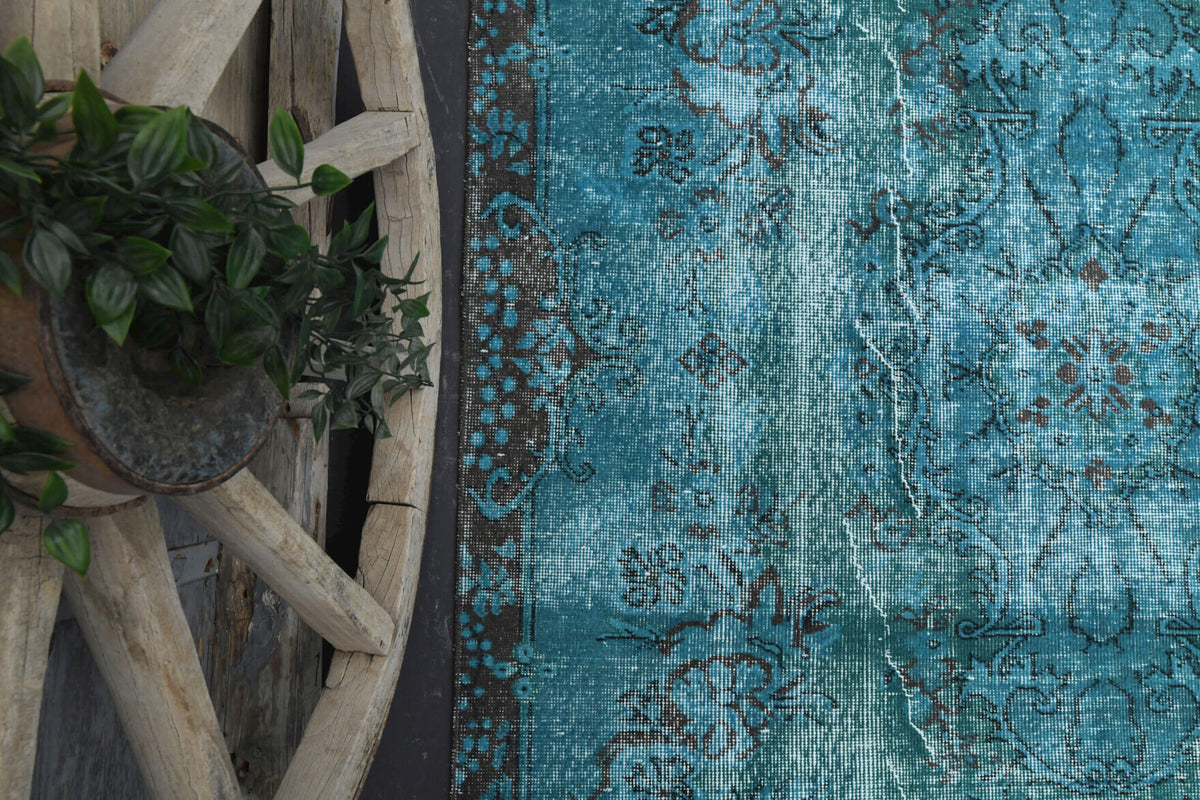 Sea Blue Vintage Oushak Rug