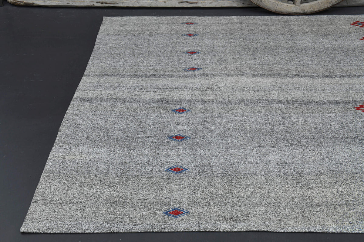 One-of-a-kind 1960s Anatolian vintage kilim rug in wool, 7' x 9'5"