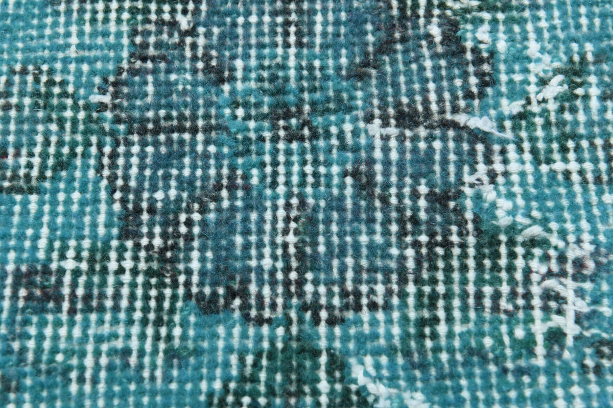 Distressed Blue Oushak Vintage Area Rug