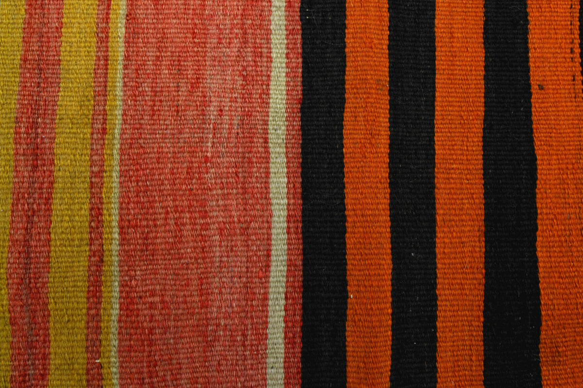 Handwoven flatweave wool kilim from Anatolia, Turkey – Handmade Striped Brown Kilim 6'2" x 10'8"