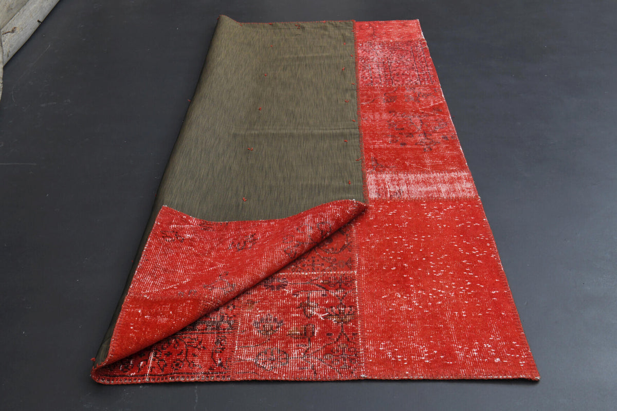 Hand-crafted Anatolian vintage patchwork rug Bestefsan in wool, 1960s