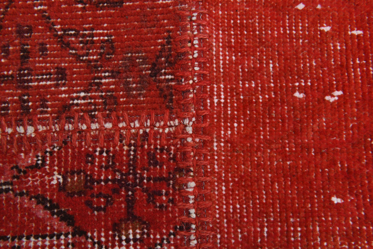 Vintage Red Patchwork Area Rug in wool – 1960s piece from Anatolia, Turkey | Fame Rugs