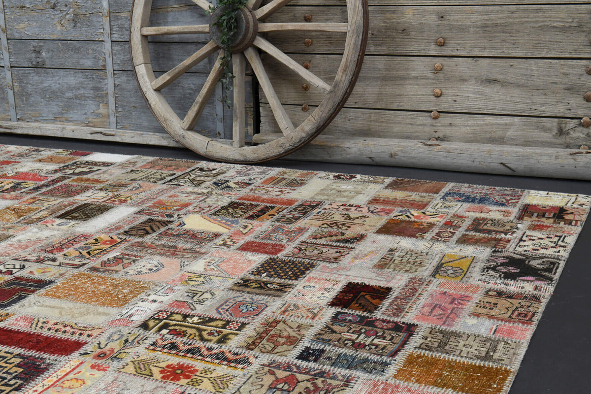 Vintage Brown Shades Area Patchwork Rug
