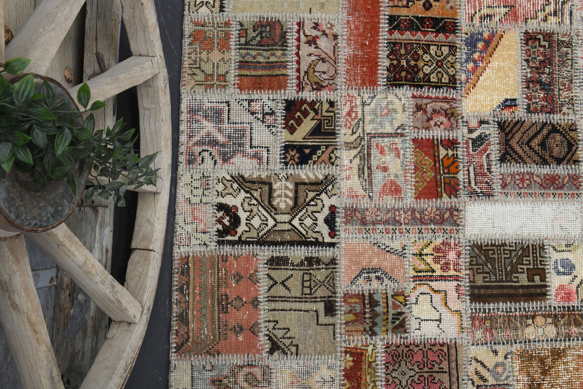Vintage Brown Shades Area Patchwork Rug