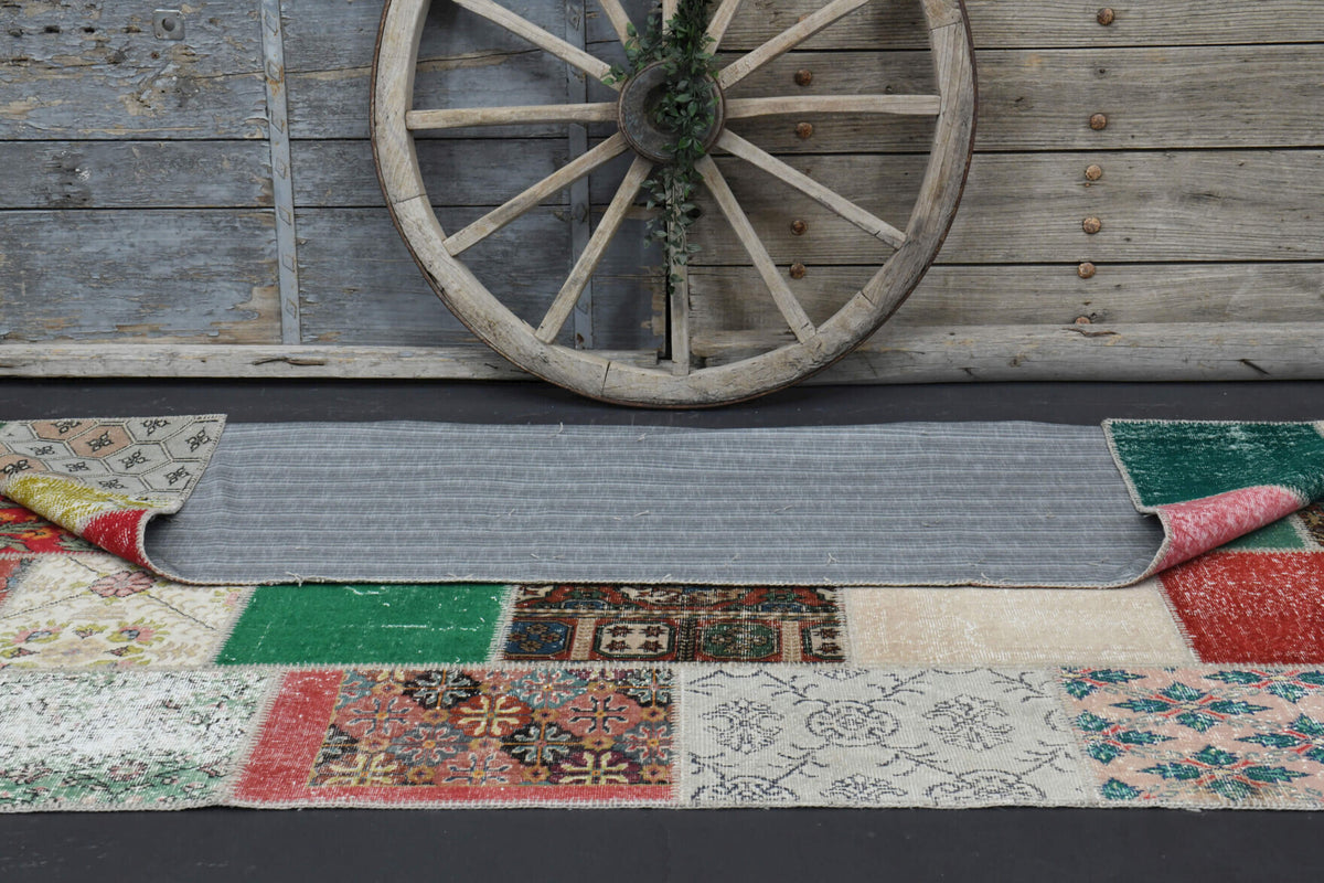 Vintage Patchwork Area Rug in wool – 1970s piece from Anatolia, Turkey | Fame Rugs